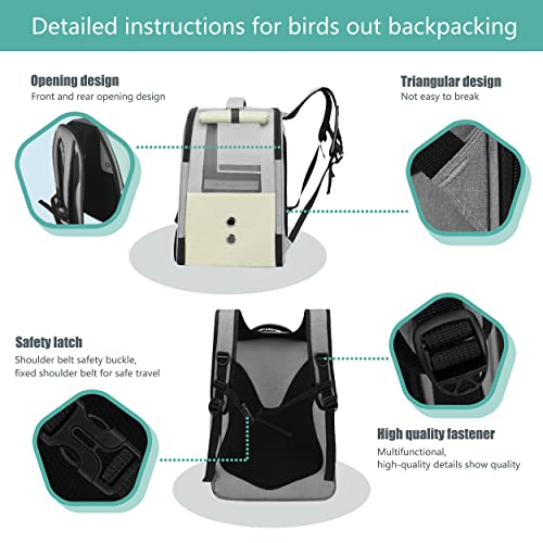 Sysmashing Bird Backpack Carrier,Bird Travel Cage Backpack With Tray And Standing Perch,Feeding Tank,Waterproof Pad,Used For Parakeets,Hornbirds,Lovebirds,Small And Medium-Sized Bird #TOP2