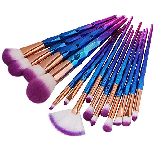 Pincéis de Maquiagem kit completo com 15 pincéis em lindíssimo formato de chifres de unicórnio (Púrp