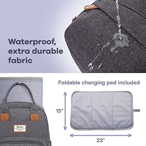Image of RUVALINO Diaper Bag Backpack-Expandable Baby Bag with up to 50% Capacity -Baby Essentials Bag with Changing Pad Insulated Bottle Holders & Pacifier Case, Waterproof, Dark Gray XL