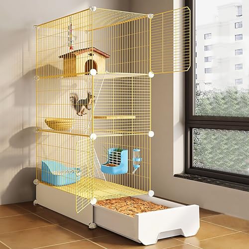 Cage pour écureuil et chinchilla anti-fuite en maille à niveaux amovibles