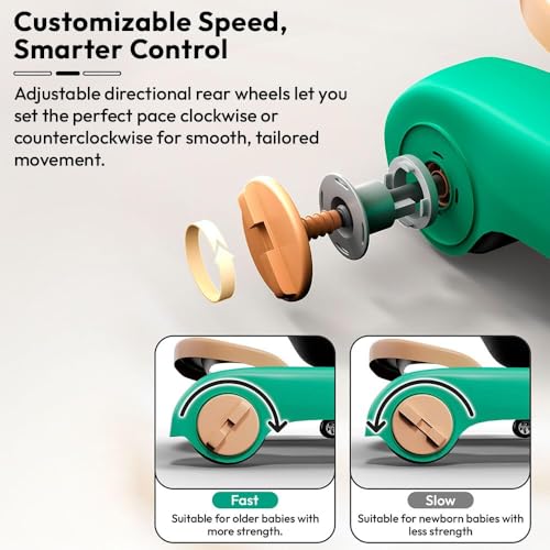 Image of StarAndDaisy Baby Walkers for 6-24 Month Baby Boy Girl /Walker for Kids for 1 Years with Adjustable Height, Musical Tray /Walker for Baby /Kids with Brakes Prevant from Falling (Tiny-Peach-Green)