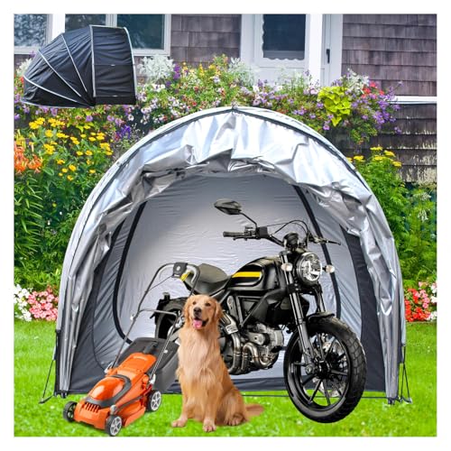 Fxiaobin Garage Moto Appeso 2 in 1 Copertura Biciclette da Esterno con Tessuto Oxford 210D PU4000 Impermeabile Capannone per Esterno Telo Moto,Black