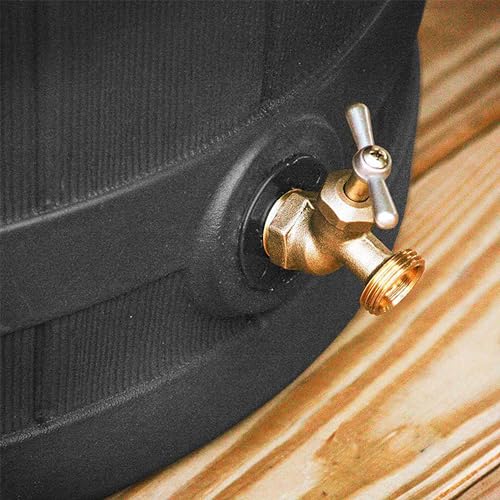 Image of Good Ideas Rain Wizard 50 Gallon Plastic Outdoor Home Rain Barrel Water Storage Collector with Brass Spigot and Flat Back Design, Black (3 Pack)