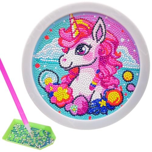 Image of PLUSPOINT 5D Diamond Gem Kits for Kids with Frame Diamond Art and Craft for Kids Ages 6 8 10 12 Gem Art Painting Kit Unicorn Crafts Unicorn Diamond Painting Kits for Girls