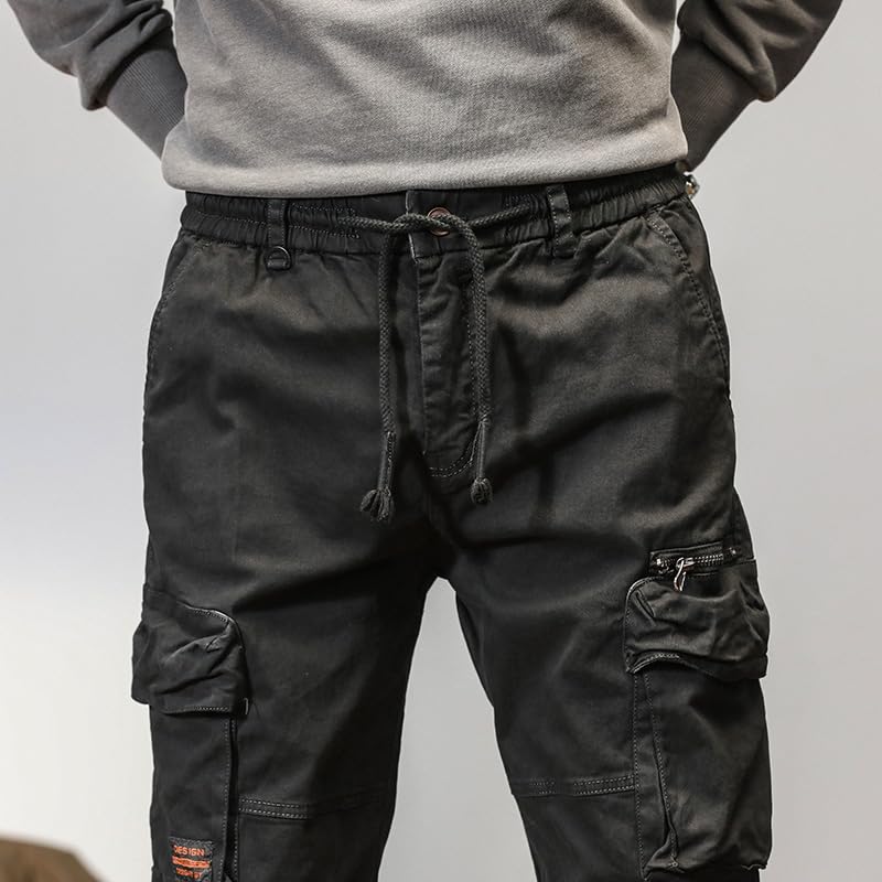 G-STONE Men's Cargo Pants Loose Fitted Sport Pants Drawstring Button Zipper Outdoor Trousers with Large Capacity Pockets4