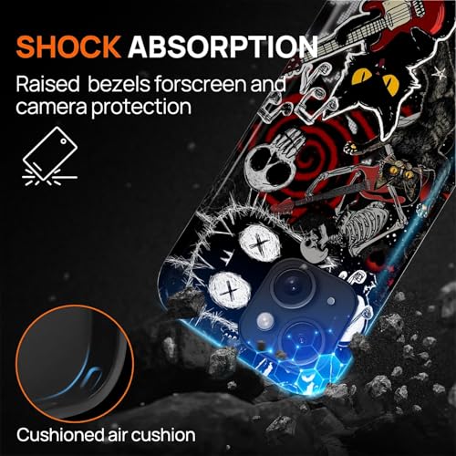 MQJCYB Magnetic Case for iPhone 15,Compatible with Magsafe Hybrid Heavy Duty 2 in 1 Full Body Rugged Shockproof Protection Glossy Case for iPhone 15 Rock Star Cat Gothic Y2K by MQJCYB - Used condition - Image 5