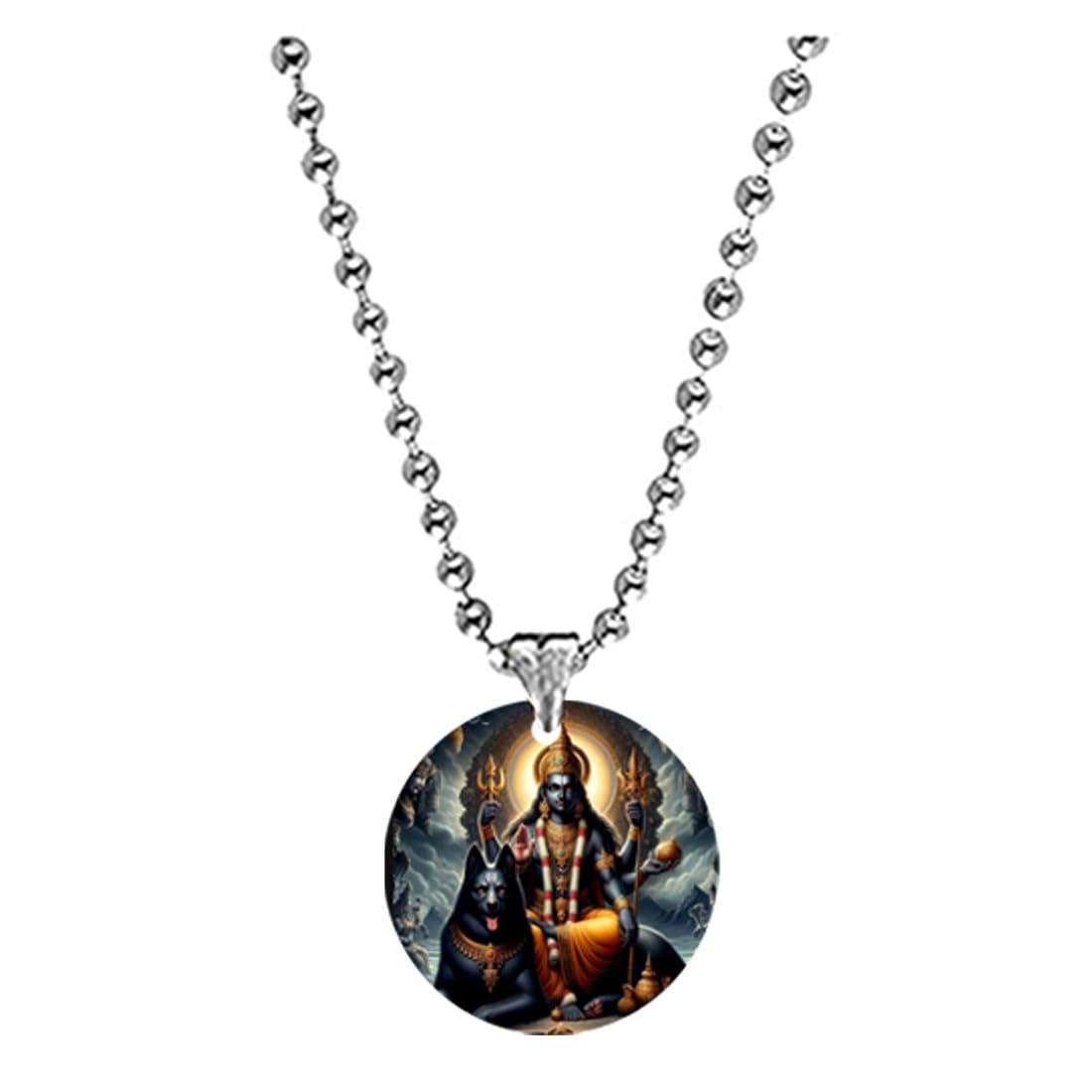 Abhiora FashionLord Kaal Bhairav with Vahan Dog Bead Chain Grey Acrylic Pendant for Men Women | Religious Spiritual Symbolic Charm for Gifting and Personal Styling-image-29