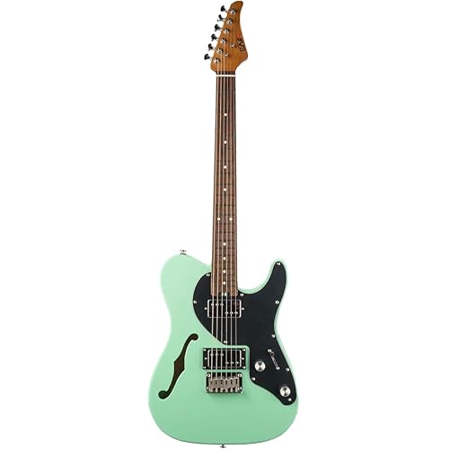 EART E-TT72 6 String Semi-Hollow-Body Electric Guitar Versatile Playability, Powerful Humbucker Pickups Fixed Bridge Guitars