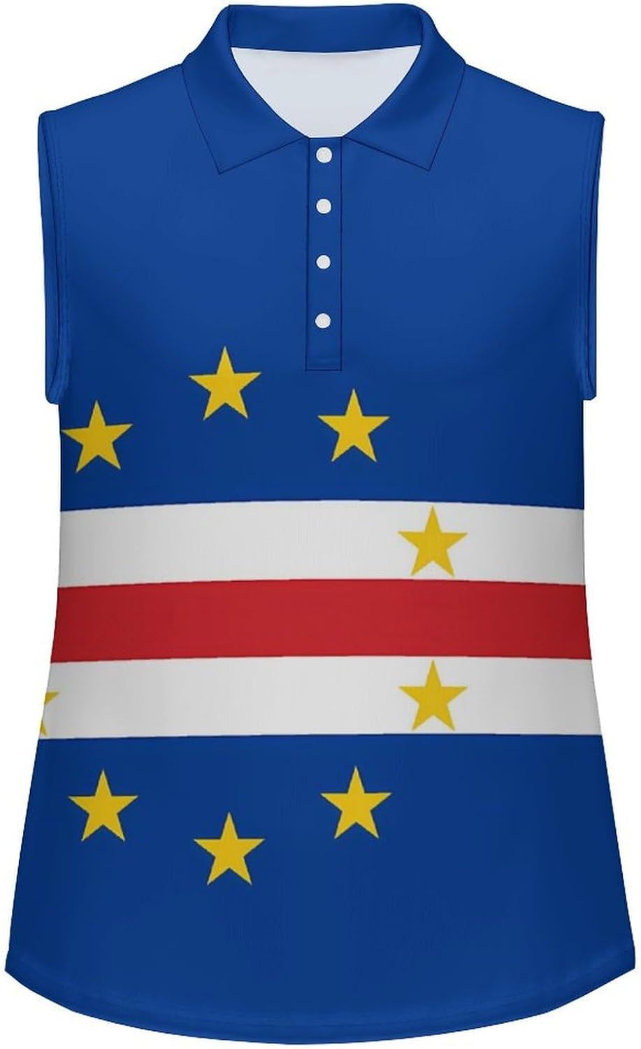 Flag of CapeVerde Women Sleeveless Collared Golf Polo Shirt | V Neck Tank Top,Breathable Tennis Shirts