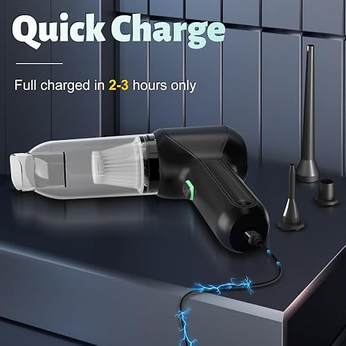 Miniatura 7 de Aspiradora de automóvil  Potente aspiradora de mano inalámbrica de 18000 Pa, 120 W, ligera, sin escobillas, con motor sin escobillas, aspiradora de