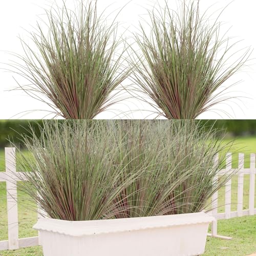 16 Bündel Gräser Künstlich - Kunstpflanzen Outdoor,Gräser Kunstgras, Kunstpflanze Gras, Wetterfest Outdoor UV-beständige Künstliche Balkonpflanzen für Drinnen Draußen Haus Büro Draußen Garten(Lila)