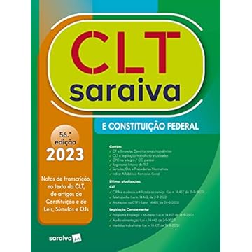 Capa do livro Clt Saraiva E Constituição Federal - 56ª edição 2023
