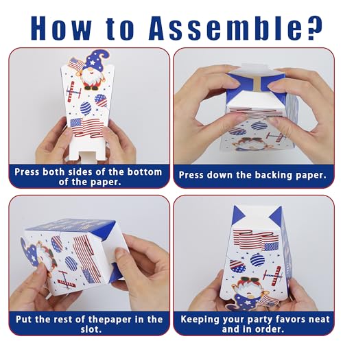 Image of 24Pcs 4th of July Party Popcorn Boxes Patriotic Party Candy Cookie Popcorn Container for Independence Day Theme Party Decorations