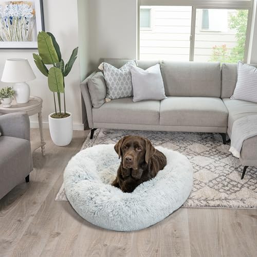 Best Friends by Sheri The Original Calming Donut - Beruhigendes Haustierbett - maschinenwaschbarer Reißverschluss-Bezug - Frostgrau - 91 x 91 cm - L