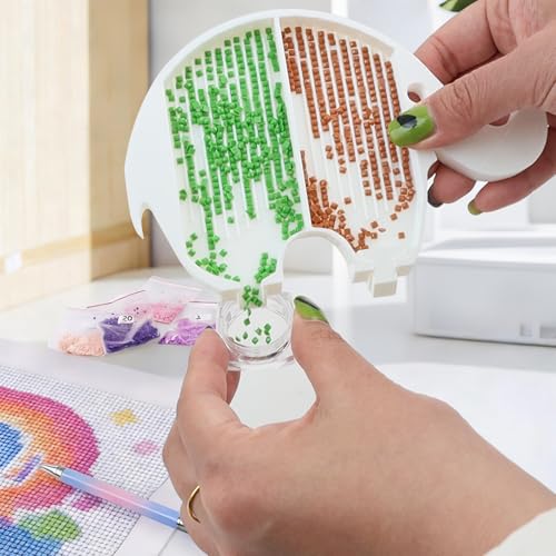 Image of AiYuanzsh Diamond Painting Tray with Lid, 2-Compartment Diamond Art Tray for Rhinestones and Beads, Elephant-Shaped Diamond Art Accessories Organizer (White)