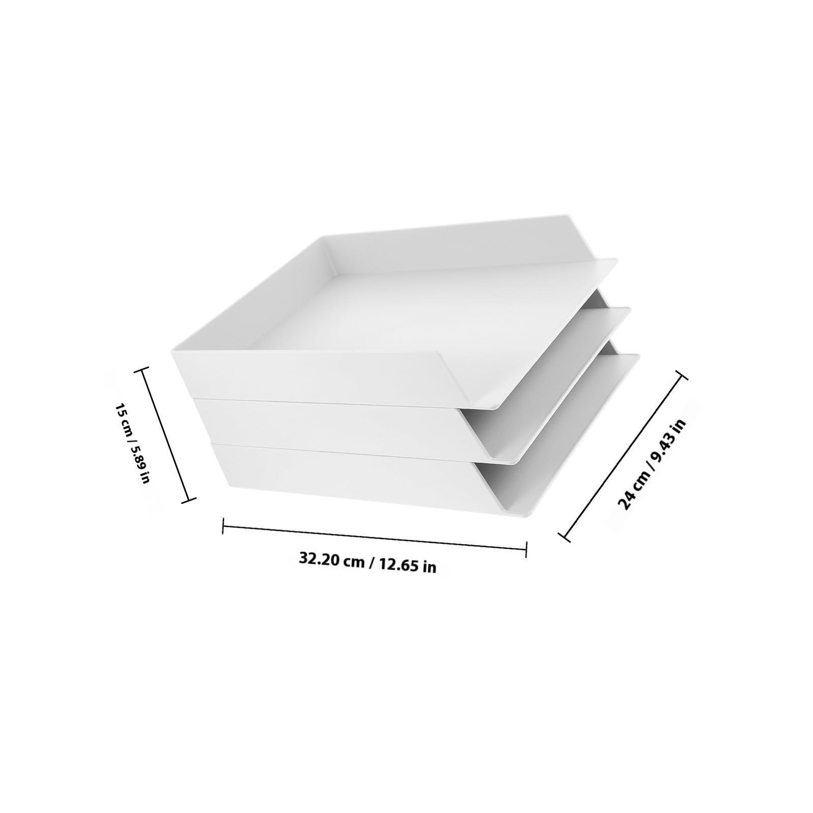 Organizer per Documenti da Scrivania Set 3 Pezzi in Abs Bianco, Scatole Portadocumenti Leggere e Multifunzione ad Alta Capacità per Ufficio e Dormitorio