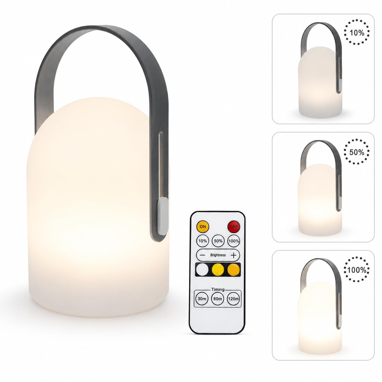 TRIROCKS Lámpara de Mesa Portátil sin Cable, Lámpara LED Recargable 3 Niveles de Intensidad, Luz Nocturna con Control USB para Camping, Hogar y Exterior