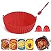 Air Fryer Basket Silicone Air Fryer Liners Round Reusable Air Fryer Silicone Pot Set for Replacement of Parchment Paper Liners Air Fryer Accessories (Red, 20cm)