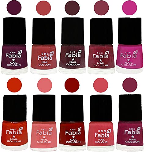 Image of ALL IN ONE (PACK OF 10), Long Lasting Glossy Nail Polish, 6 ml Each, All Vibrant Colours,02218