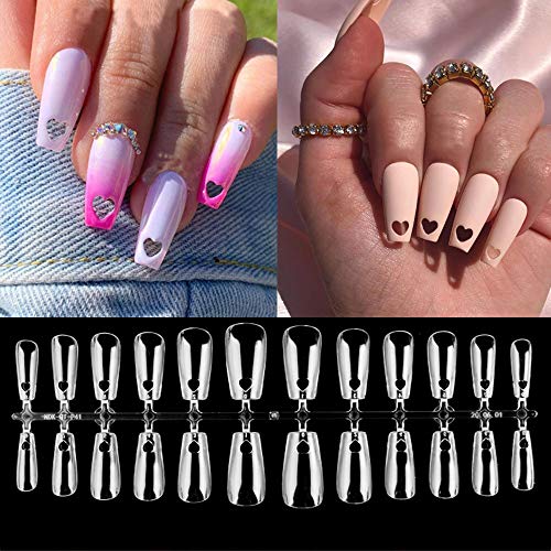 Long Coffin Fake Nail Tips - 240Pcs Acrylic Press on Nails Clear Full Cover False Nails with Case for Acrylic Nail/Dip Powder Nails/Nail Salons Art DIY Home