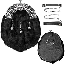 Sporran Kilt for Men Premium Fur Full Dress Scottish kilts Sporrans for men with Chain Belt Kilt Accessories