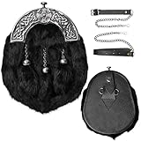 Sporran Kilt for Men Premium Fur Full Dress Scottish kilt Sporrans for men with Chain Belt Kilt Accessories...