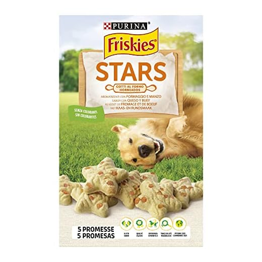 PURINA FRISKIES Stars Biscotti per Cane aromatizzati con Formaggio e Manzo - 6 scatole da 320g ciascuna