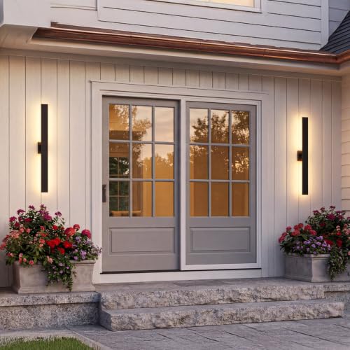 Image of Aluminum 32 Inch Modern Wall Sconces Set of 2 LED 26W Black Sconce