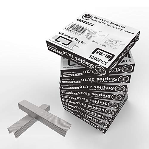 Rayson 23/10 Heavy Duty Staples, Enhanced 3/8" Leg Length, 1/2" Width, 70 Sheets Capacity, 10 Boxes of 1000 (Total: 10,000)