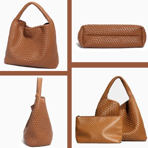 Image of Geelyda Woven Tote Bag for Women with Purse, Fashion Shoulder Hobo Underarm Bags, Large Woven Handmade Work Commuter Day Bags