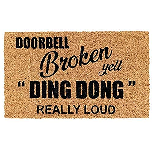 Image of Onlymat Printed Anti-Slip Doormat (Black and Brown) Rectangular Shaped Entryway Rug Natural Coir Material with PVC Backing for Outdoor Entrance Home Multipurpose Mats Floor Door Hall Drawing Room Living Room (75cm x 45cm)