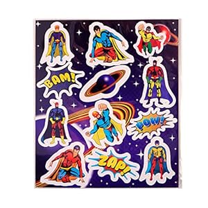 KP KINPARTY ® – Superhelden-stickers voor meisjes en jongens – 120 eenheden – voor verjaardagscadeaus, pinata-vulling…