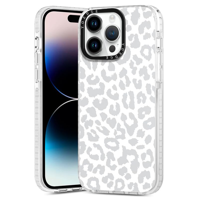 Yoedge 2 Pezzi Cover per iPhone 13 Pro 6,1", Ultra Sottile Trasparente Morbida TPU Custodia in Silicone Antiurto Protettiva Case con Aesthetic Disegni per Donne per iPhone 13 Pro, Stampa Leopardata - 3