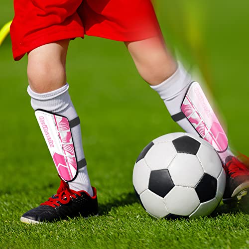 Shin Guards Soccer Youth Kids Football Shin Pads Boys Girls Toddler Adult Shin Guard Calf Protective Gear Leg Equipment Shinguards Suitable For 4 5 6 7 8 9 10 11 12 Years Old (M, Pink) #TOP2