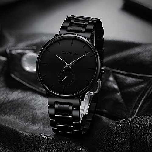 Fizili Mens Watches Ultra-Thin Minimalist Waterproof-Fashion Wrist Watch For Men Unisex Dress With Stainless Steel Band-Black Hands #TOP4