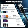 Cable USB C a USB C de 240W, paquete de 5 cables trenzados de carga rápida Tipo-C (negro) | 0.9/0.9/1.8/1.8/3 metros, cable de transferencia de datos de alta velocidad para MacBook, iPhone 15/16/17 Plus/Pro Max, iPad, Samsung Galaxy 8