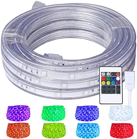 Outdoor 16.4ft RGB Rope Lights, 120V Remote IP65 Decor