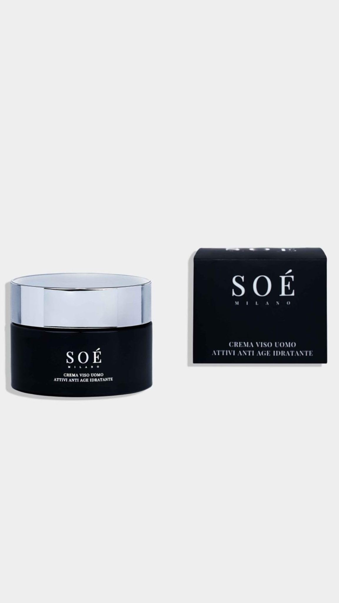 Crema Facial Antiaging Hombre Made in Italy, Ácido Hialurónico, Colágeno, Baba de Caracol reduce los signos del envejecimiento, dejando la piel fresca e hidratada. Sin siliconas, sin parabenos