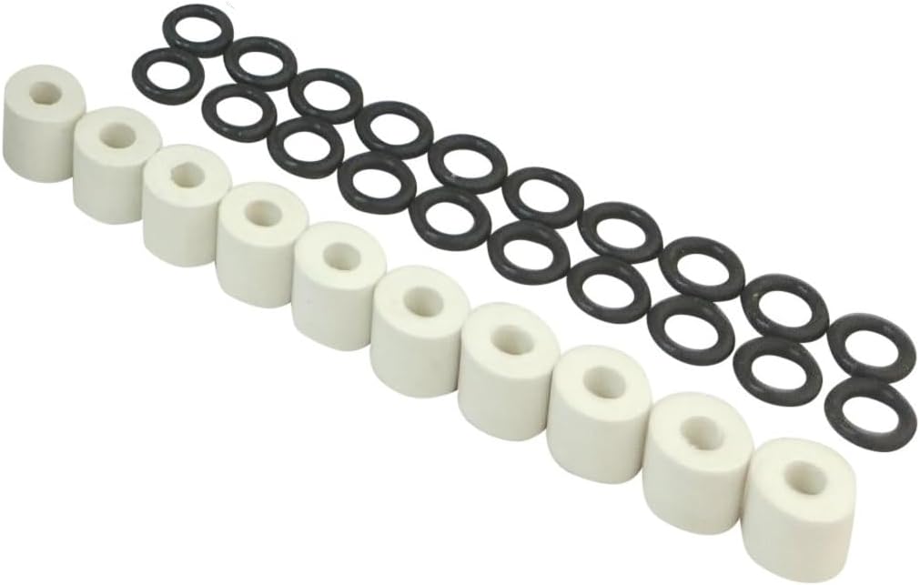 Windshield Repair Seal Set for Injector - 20 O-Rings and 10 End Seals or Caps - Fits American Windshield Repair Systems Bridge and Other Bridges - White End Seals
