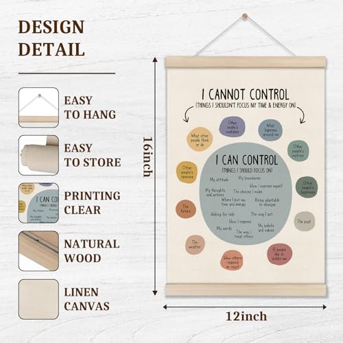 DOI-LANEE Mental Health Posters Hanger Frame, Things I Can Control Poster 16x12 Inch, Therapy Office Decor, Inspirational Wall Art for Homeschool Counseling Office, Calm Down Corner Wall Decor