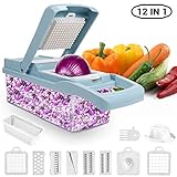 【FÁCIL LIMPIEZA】Esta mandolina de verduras se puede desmontar por completo para facilitar la limpieza. Use el cepillo para limpiar las cuchillas que protegerán los dedo. Opción regalo perfecta