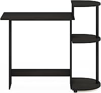 Vista 28 de Furinno - Escritorio compacto para computadora con estantes, Tablero de partículas, Marrón oscuro