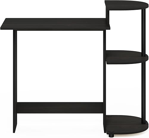 Miniatura 26 de Furinno - Escritorio compacto para computadora con estantes, Tablero de partículas, Roble francés gris/negro. Roble