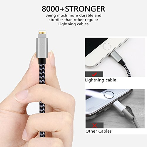 Image of iPhone Charger 4Pack(3ft 6ft 6ft 10ft) MFi Certified Lightning Cable Nylon Braided Fast Charging iPhone Charger Cord Compatible iPhone 14 13 12 11 Pro Max XR XS X 8 7 6 Plus SE and More