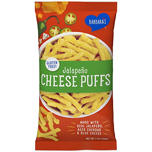 Barbara's Jalapeño Cheese Puffs, Gluten Free, Real Aged Cheese, 7 Oz Bag
