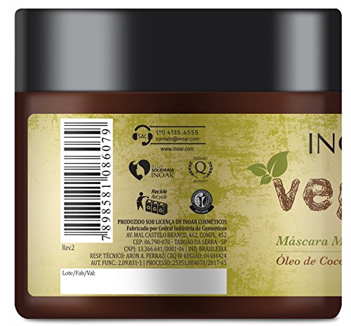 Inoar 50211 - Máscara Vegan com Óleo de Coco e Oliva 500g