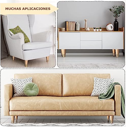Patas de madera de 10 cm con puntas doradas para renovar sofás y cómodas de forma elegante 7