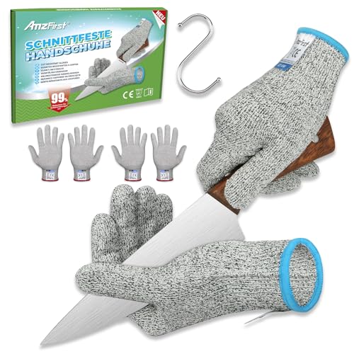 AmzFirst 2 Paar Schnittsichere Handschuhe,Küchen Handschuhe Lebensmittelkontaktqualität,Level 5 Schnittschutz,Arbeitshandschuhe,Gartenhandschuhe,Schnitzhandschuh für Holzschnitzen,Größe : 8/M