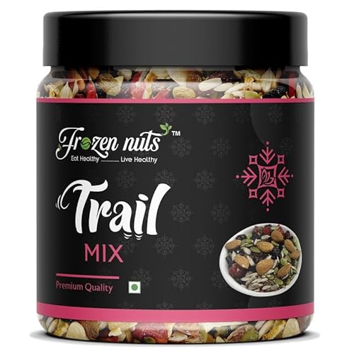 FROZEN NUTS Natural Premium Healthy Trail Mix- 1 KG Jar Pack | Almonds, Cashew, Black Raisins, Green Raisins, Sunflower, Pumpkin Seeds & Flax Seeds | Healthy Mixed Dry Fruits & Nuts