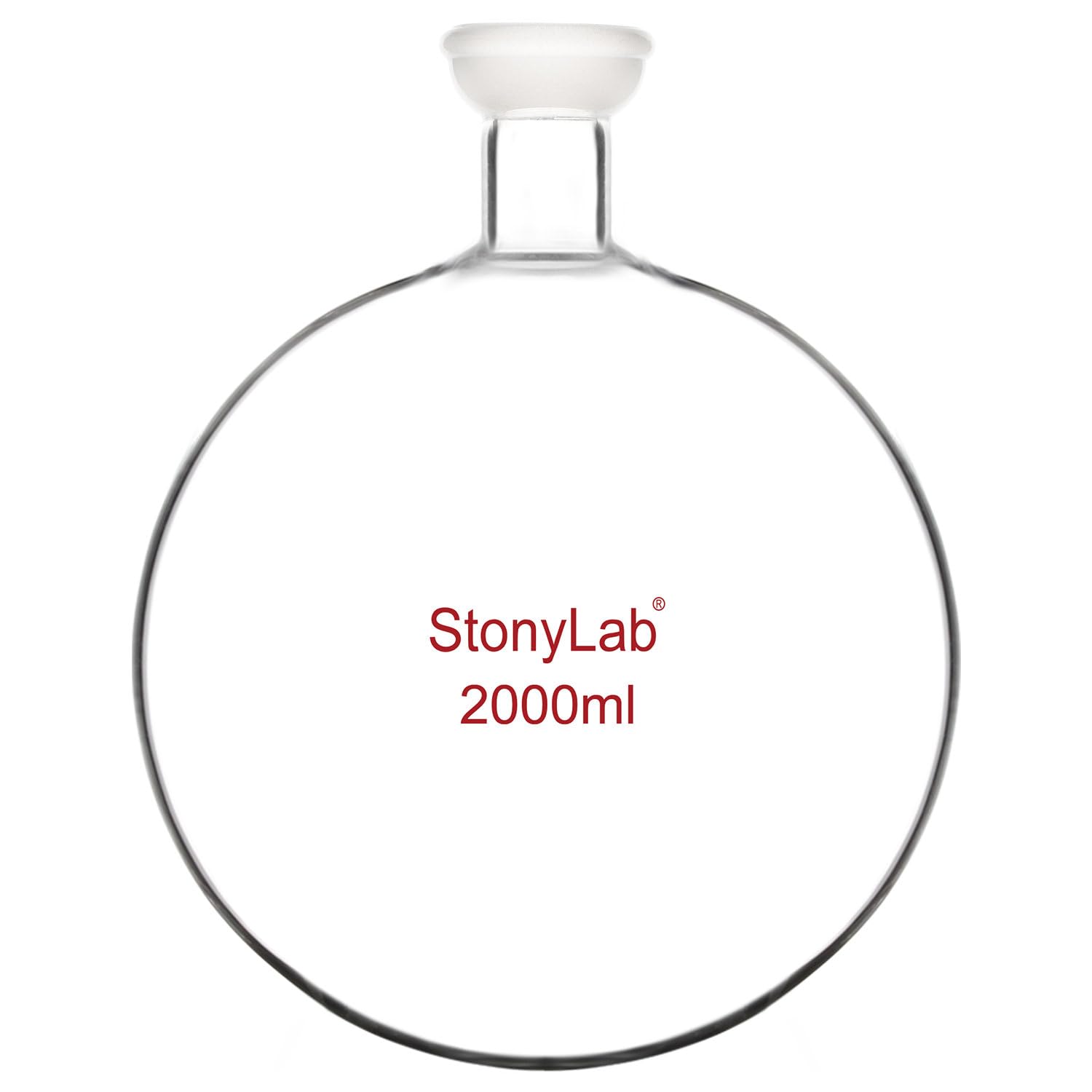 stonylab Joint Sphérique Fond Rond Fiole de Réception, Flacon de Réception d’Évaporateur Rotatif en Verre Borosilicaté avec 35/20 Ground Joint, 2000 ml (2 L)